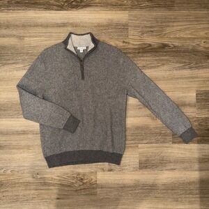 Belford 100% Cashmere 1/4 Zip Sweater Mens Large Gray Earth‎ Lightweight